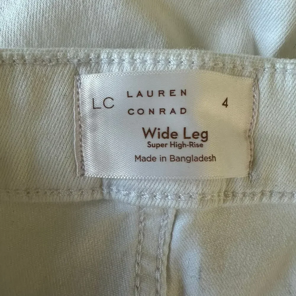 4 NWT Pants Trouser White LC Lauren Conrad Super High-Rise Wide-Leg 31